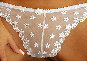 Sheer White Panties With Embroidered Flowers